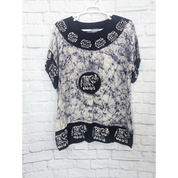 Just Cruising Tie Die Elephant Top Inky Blue Purple Free Size/One Size - Picture 1 of 6